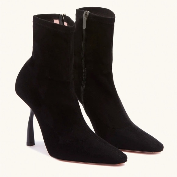 PIFERI Merlin Black Ankle Boot Vegan Suede Curved Heel elongated toe Size 40 New - Picture 10 of 13